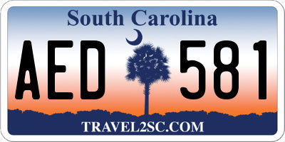 SC license plate AED581