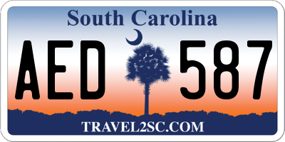 SC license plate AED587