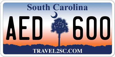 SC license plate AED600