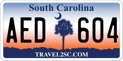 SC license plate AED604