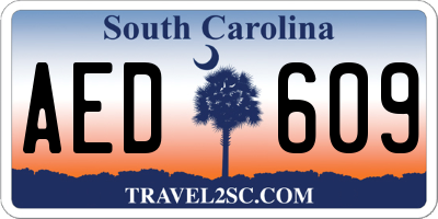 SC license plate AED609
