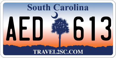 SC license plate AED613