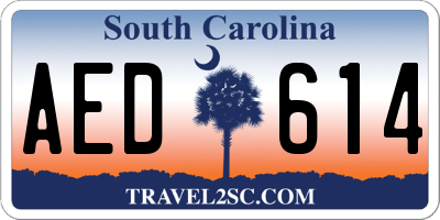 SC license plate AED614