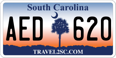 SC license plate AED620
