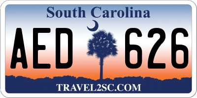 SC license plate AED626