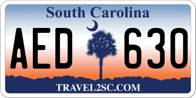 SC license plate AED630