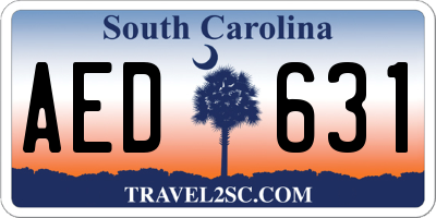 SC license plate AED631