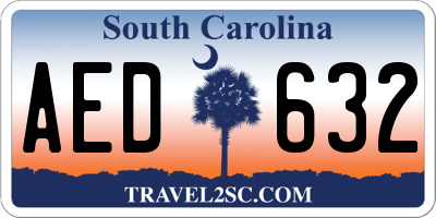 SC license plate AED632