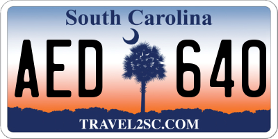 SC license plate AED640