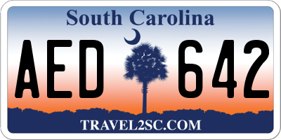 SC license plate AED642