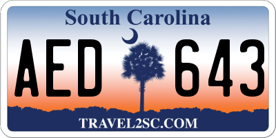 SC license plate AED643