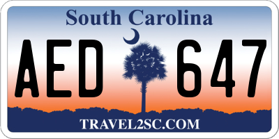 SC license plate AED647