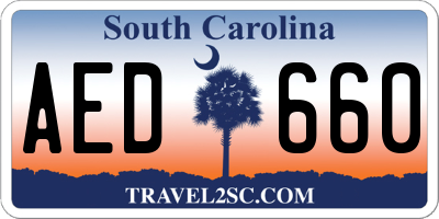 SC license plate AED660