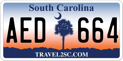 SC license plate AED664