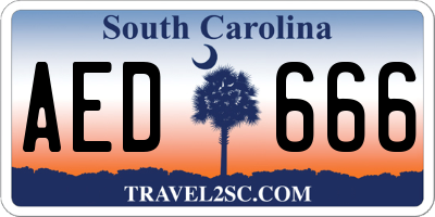 SC license plate AED666