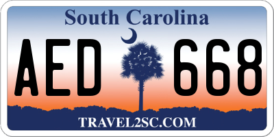 SC license plate AED668
