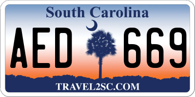 SC license plate AED669