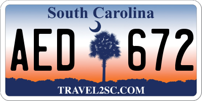 SC license plate AED672