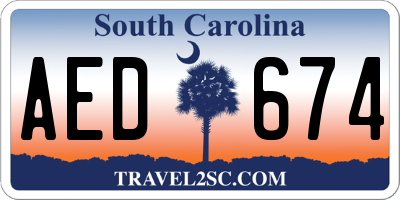 SC license plate AED674