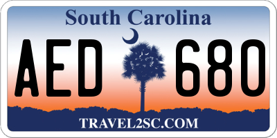 SC license plate AED680