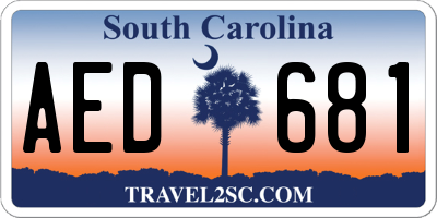 SC license plate AED681