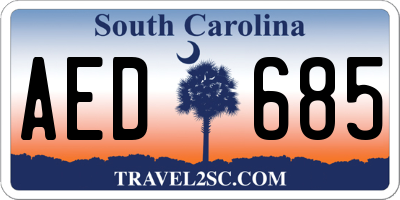 SC license plate AED685