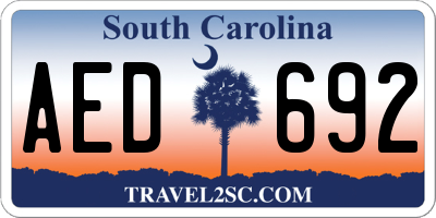 SC license plate AED692