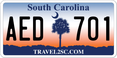 SC license plate AED701