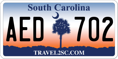 SC license plate AED702