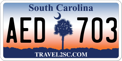 SC license plate AED703