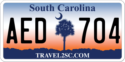 SC license plate AED704