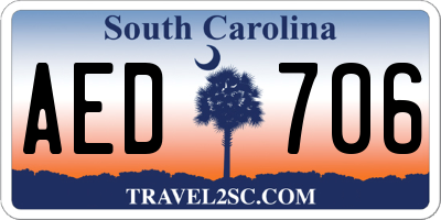 SC license plate AED706