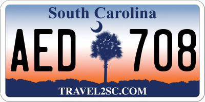 SC license plate AED708