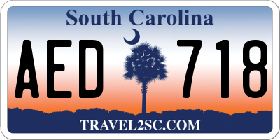 SC license plate AED718