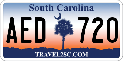 SC license plate AED720
