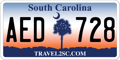SC license plate AED728
