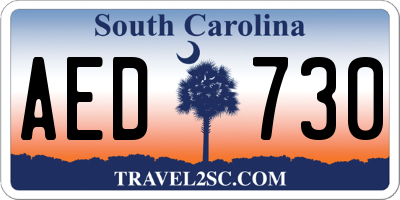 SC license plate AED730
