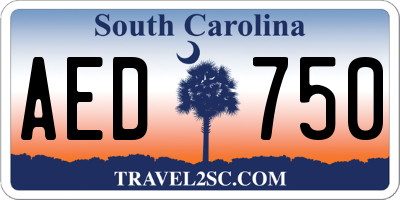 SC license plate AED750