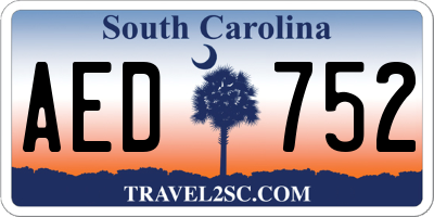 SC license plate AED752