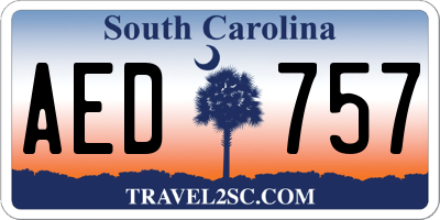 SC license plate AED757