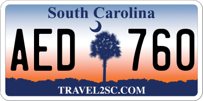 SC license plate AED760