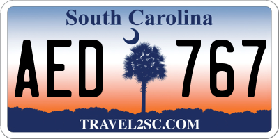 SC license plate AED767