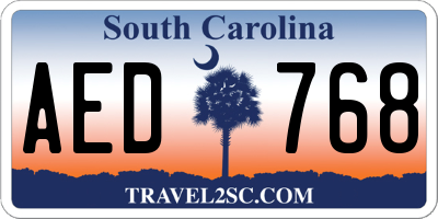 SC license plate AED768