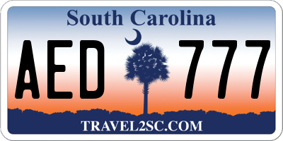 SC license plate AED777