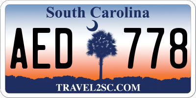 SC license plate AED778