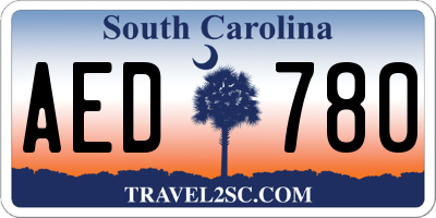 SC license plate AED780