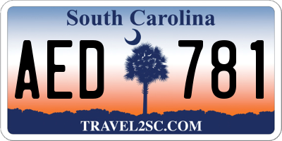 SC license plate AED781