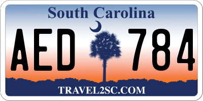 SC license plate AED784