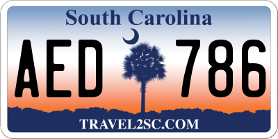 SC license plate AED786