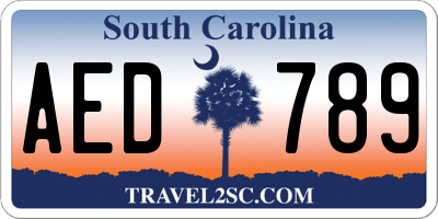 SC license plate AED789